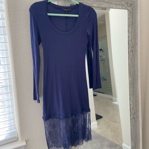 BCBG Navy long sleeve dress with lace